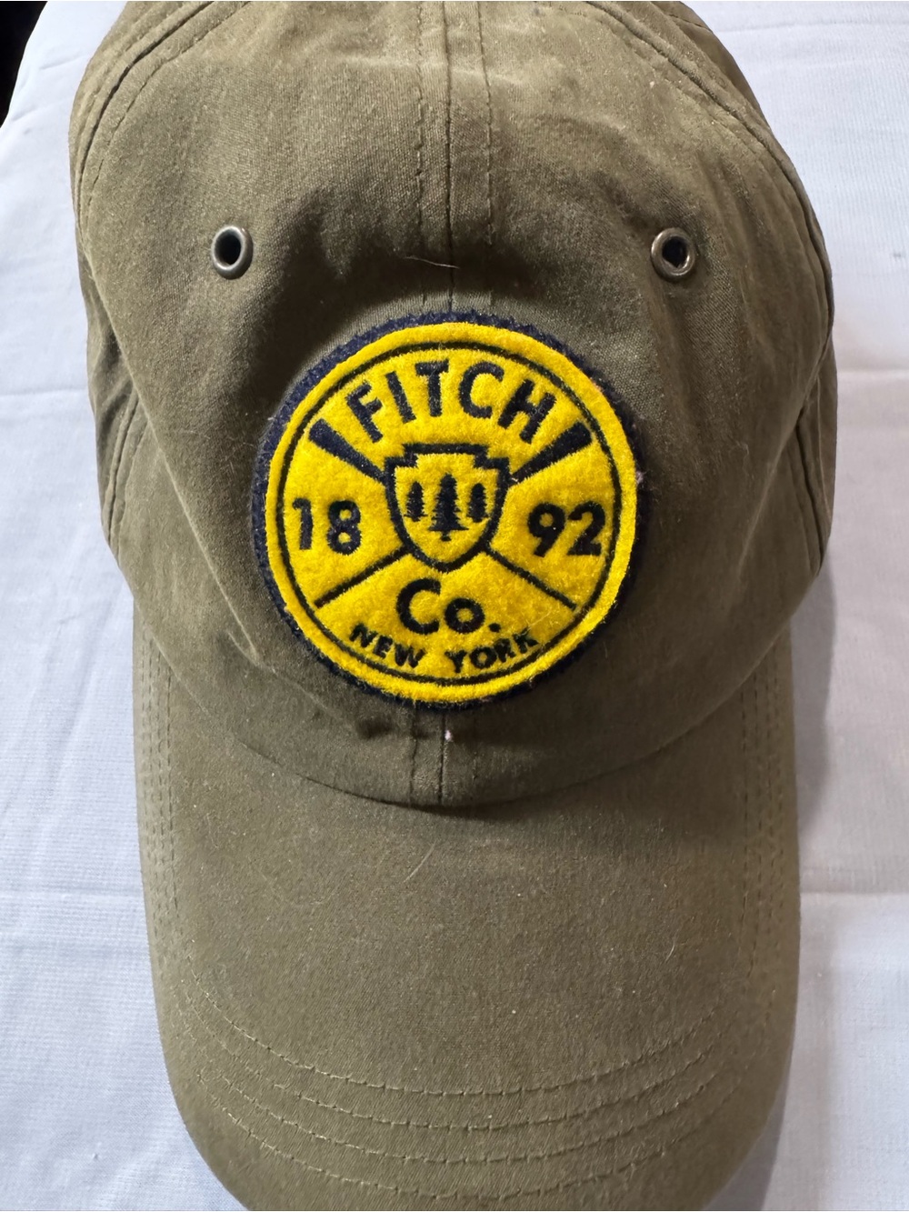 Abercrombie & Fitch Iconic Olive Green Baseball Cap with Yellow Patch EUC - Y2K